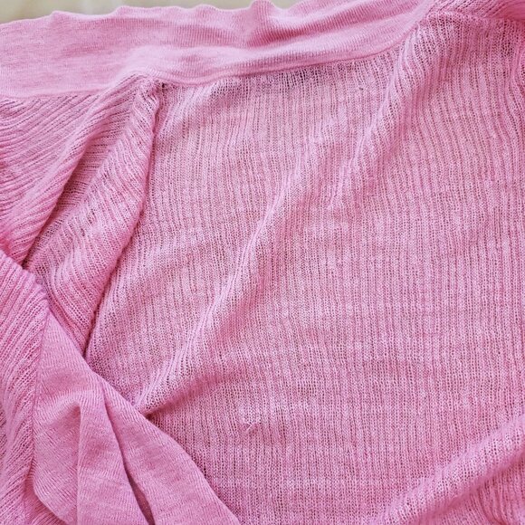 Lafayette 148 Long Open Front Linen Blend Lightweight Breezy Pink Cardigan M - Picture 14 of 14